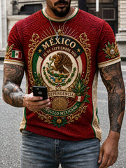 Camiseta de manga corta para el Día de la Independencia de México, para hombre