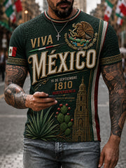 Camiseta de manga corta para el Día de la Independencia de México, para hombre