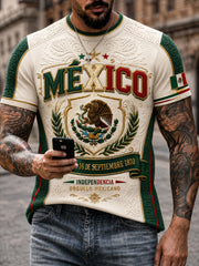 Camiseta de manga corta para el Día de la Independencia de México, para hombre
