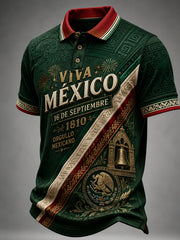 Camisa de manga corta para el Día de la Independencia de México, para hombre