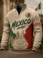Sudadera de punto waffle para hombres, Día de la Independencia de México