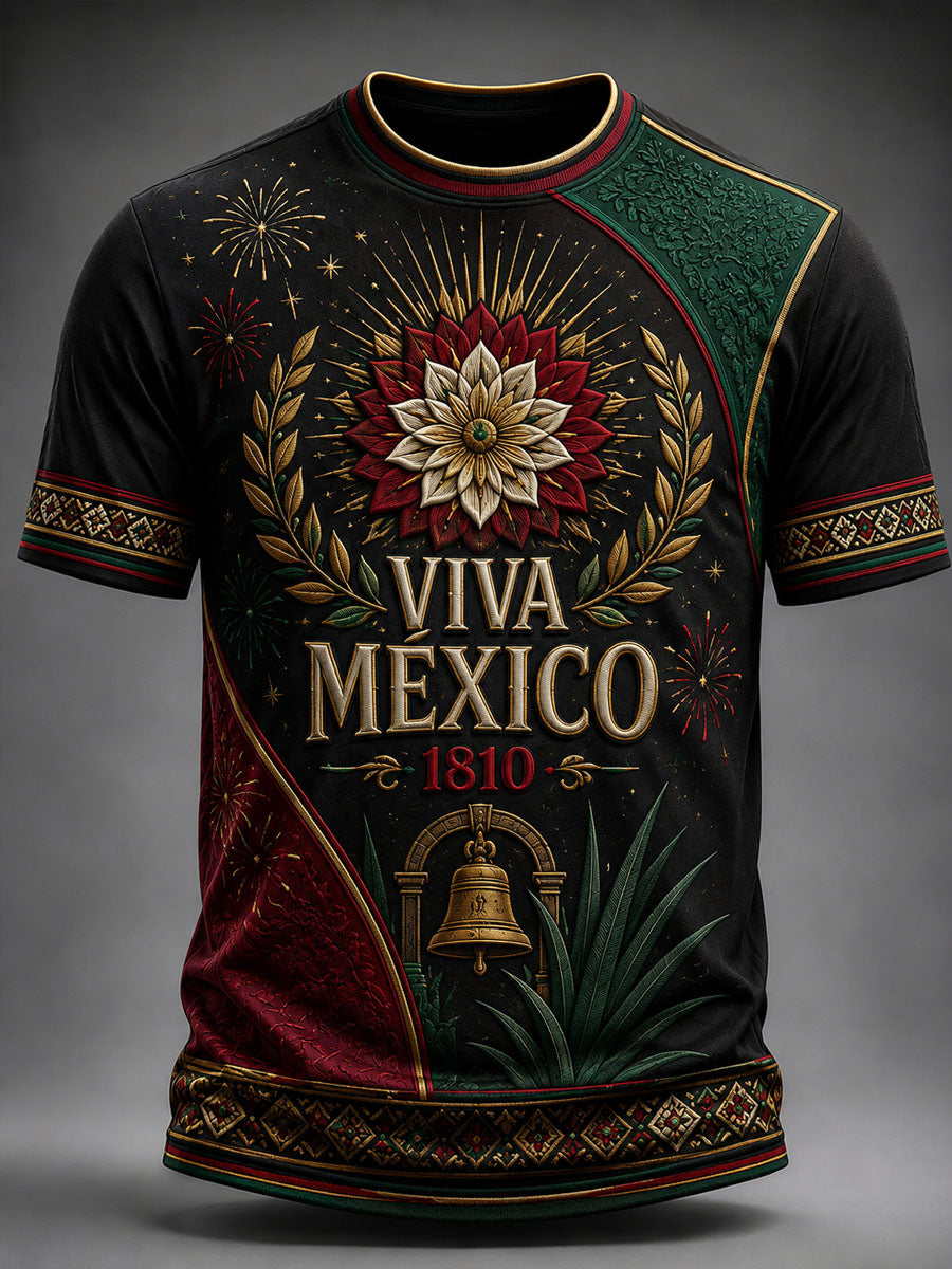 Camiseta casual estampada del Día de la Independencia de México para hombre