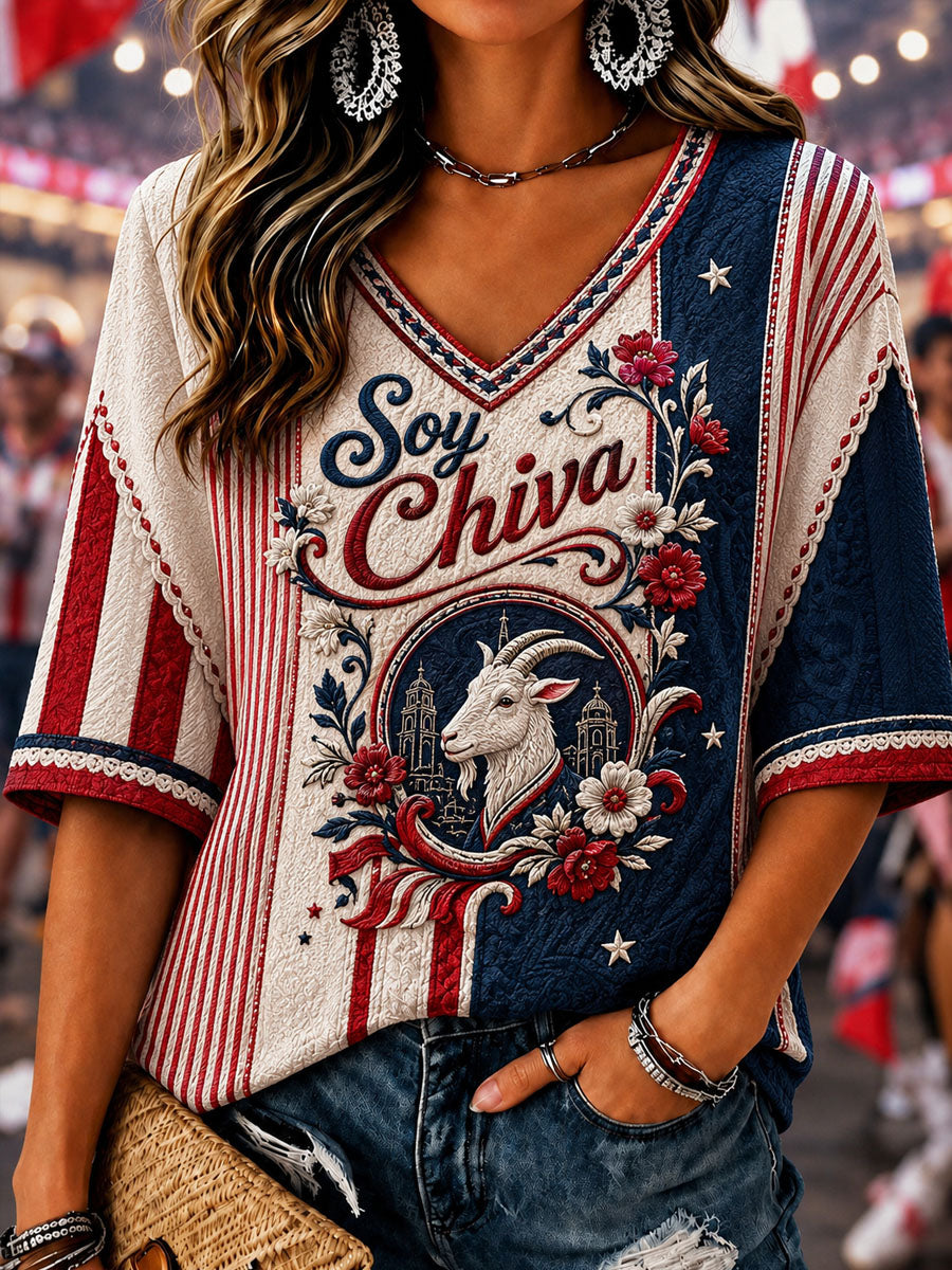 Camiseta casual estampada de fútbol femenino Chivas de Guadalajara