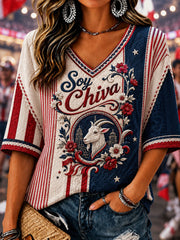 Camiseta casual estampada de fútbol femenino Chivas de Guadalajara