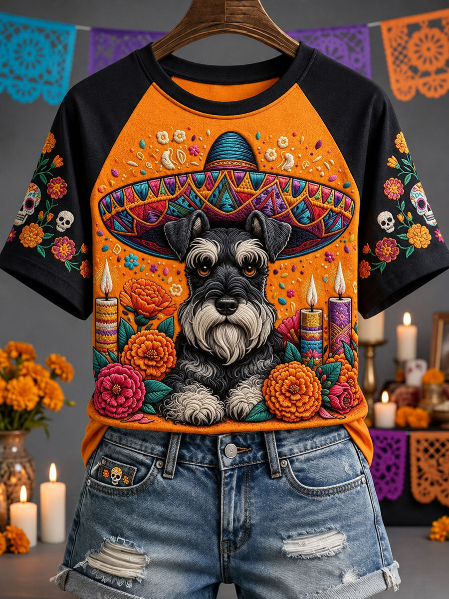 Camiseta informal estampada de Día de Muertos para mujer