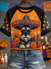 Camiseta informal estampada de Día de Muertos para mujer