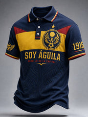 Camisa de polo casual con estampado de equipo de fútbol americano para hombre