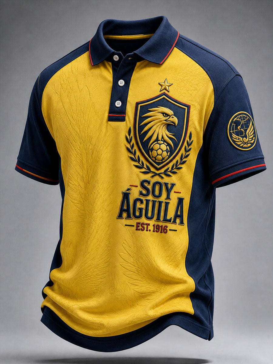 Camisa de polo casual con estampado de equipo de fútbol americano para hombre