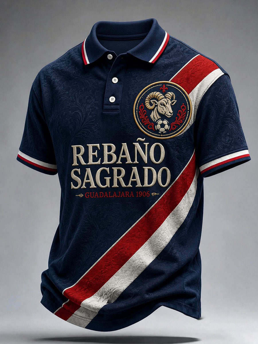 Polo casual estampado de fútbol masculino Chivas de Guadalajara