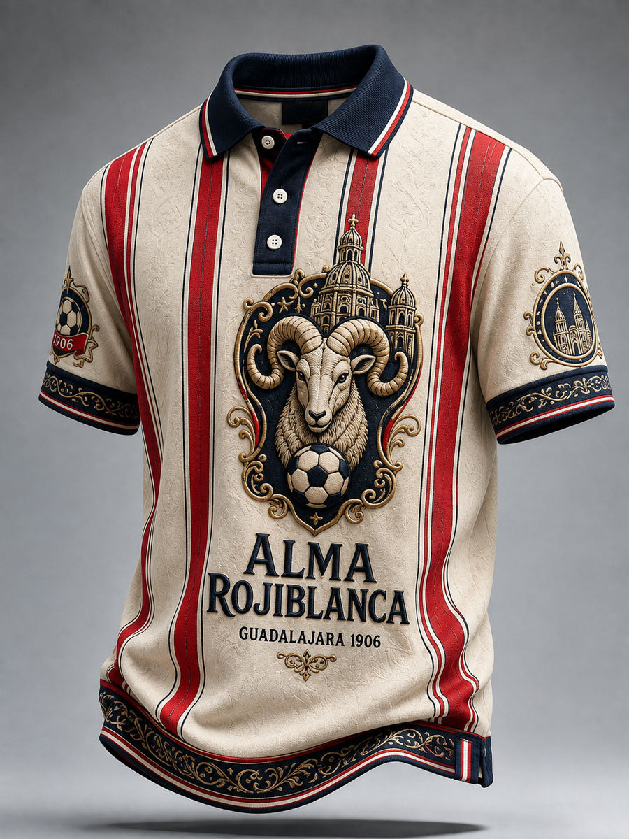 Polo casual estampado de fútbol masculino Chivas de Guadalajara