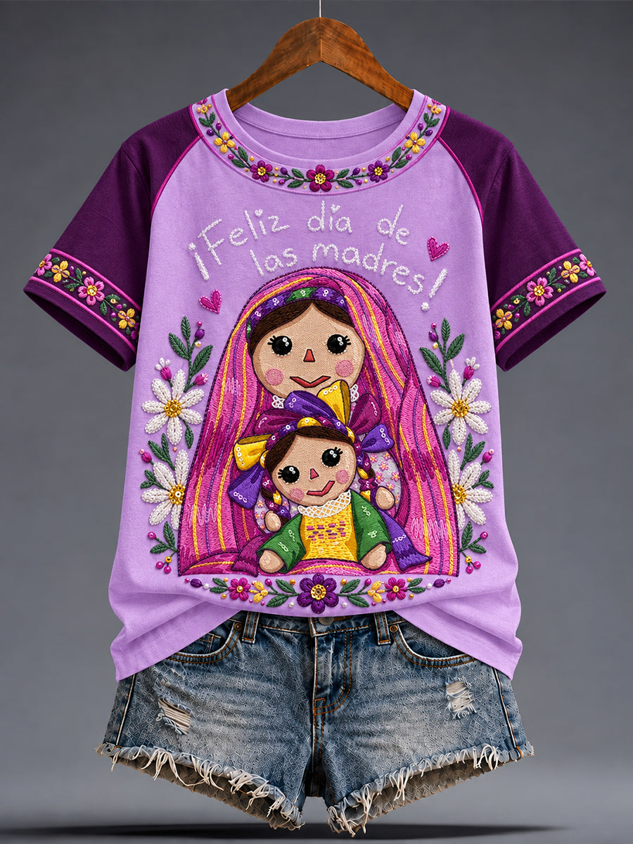 Camiseta estampada México Lele Doll Floral Art para mujer