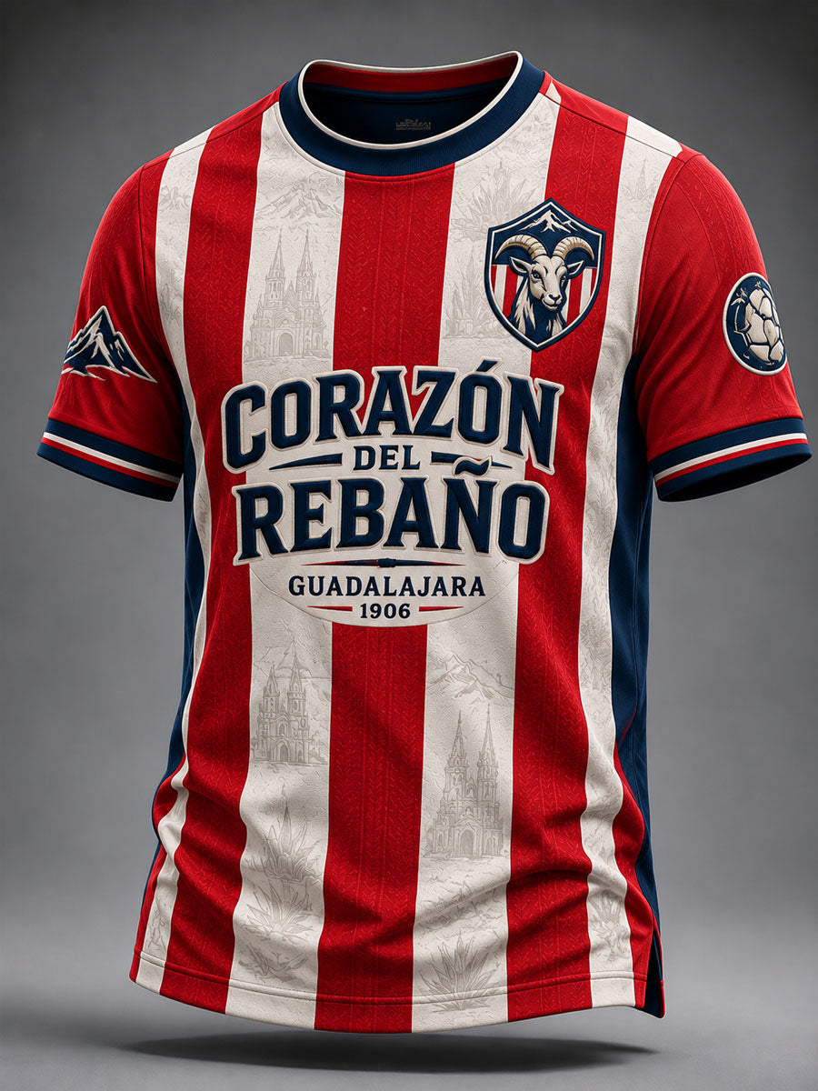 Camiseta casual estampada de fútbol masculino Chivas de Guadalajara