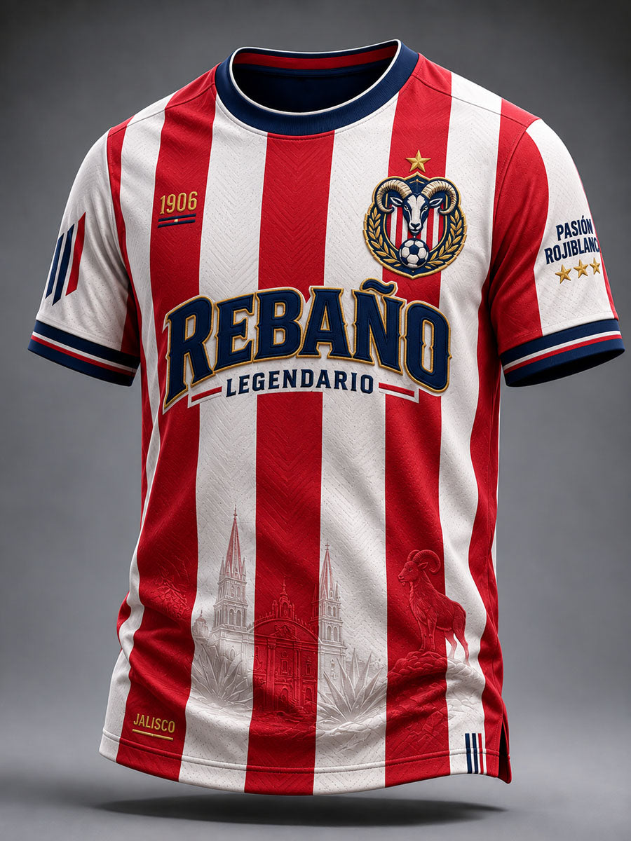 Camiseta casual estampada de fútbol masculino Chivas de Guadalajara