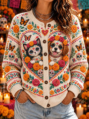 Día de las mujeres de los muertos Imprimir Casual Cardigan Sweater