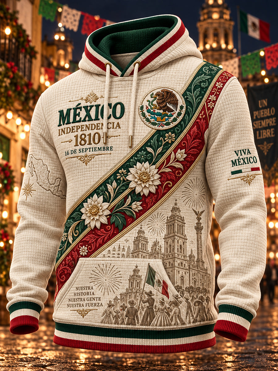 Sudadera con capucha gráfica del Día de la Independencia Mexicana para hombre
