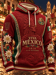 Sudadera con capucha estampada del Día de la Independencia de México para hombre