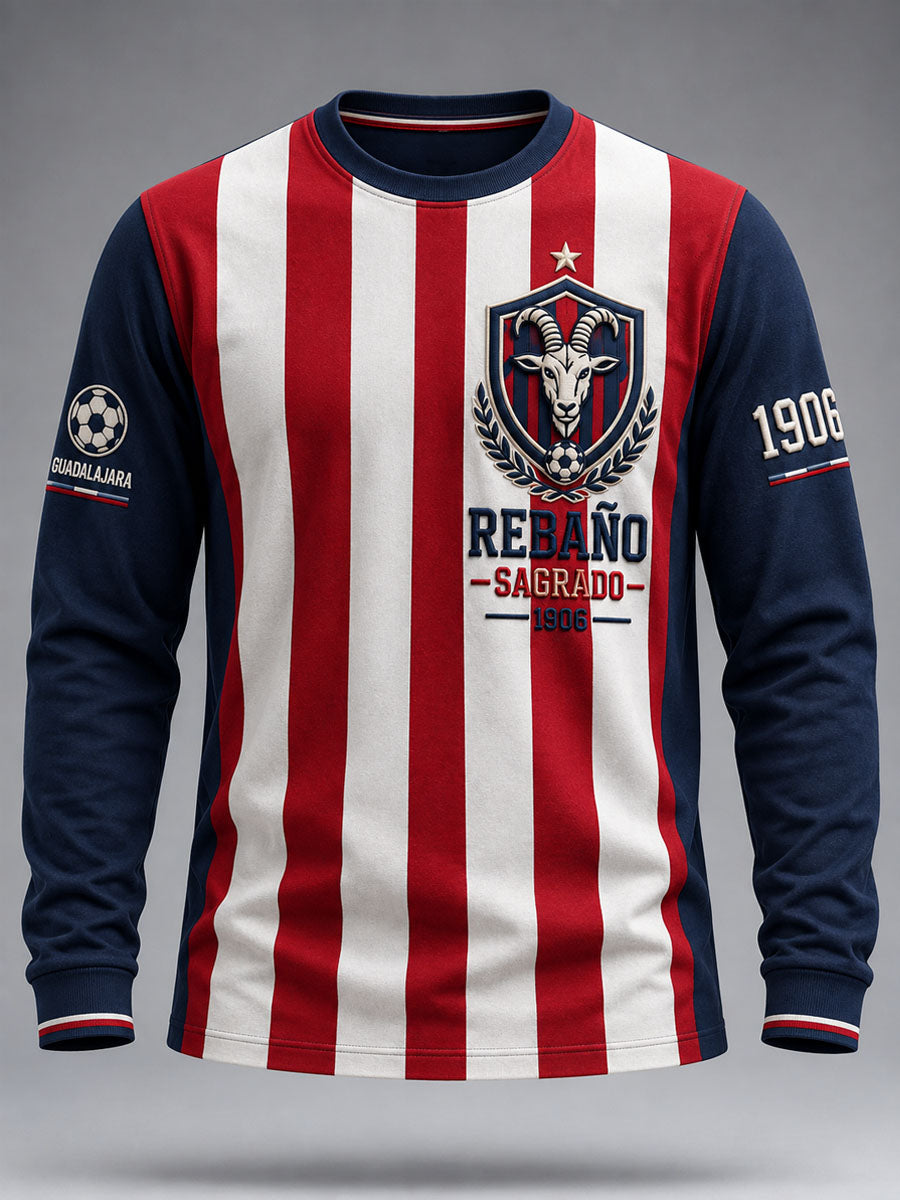 Hombres de Fútbol Guadalajara Chiva Impreso Casual Camiseta Larga