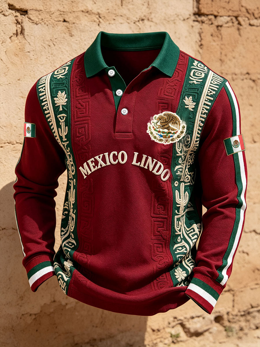 Camisetas casuales con estampado floral de la bandera de México para hombre