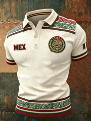 Camisetas casuales con estampado floral de la bandera de México para hombre