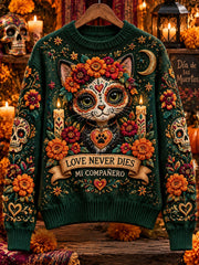 Suéter casual con estampado del Día de Muertos para mujer