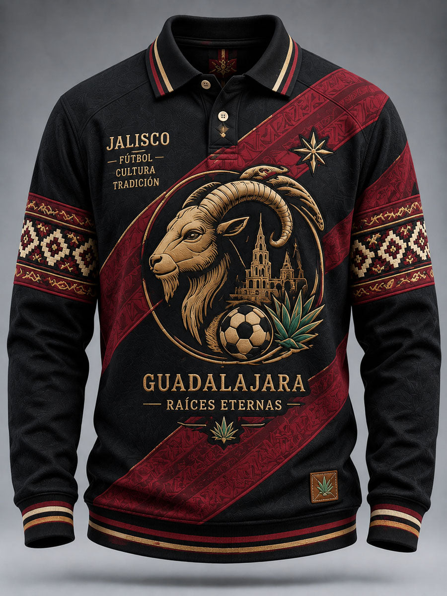 Polo casual estampado de fútbol masculino Chivas de Guadalajara