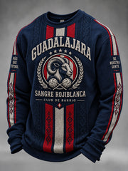 Sudadera casual de cuello redondo con estampado gráfico Guadalajara para hombre