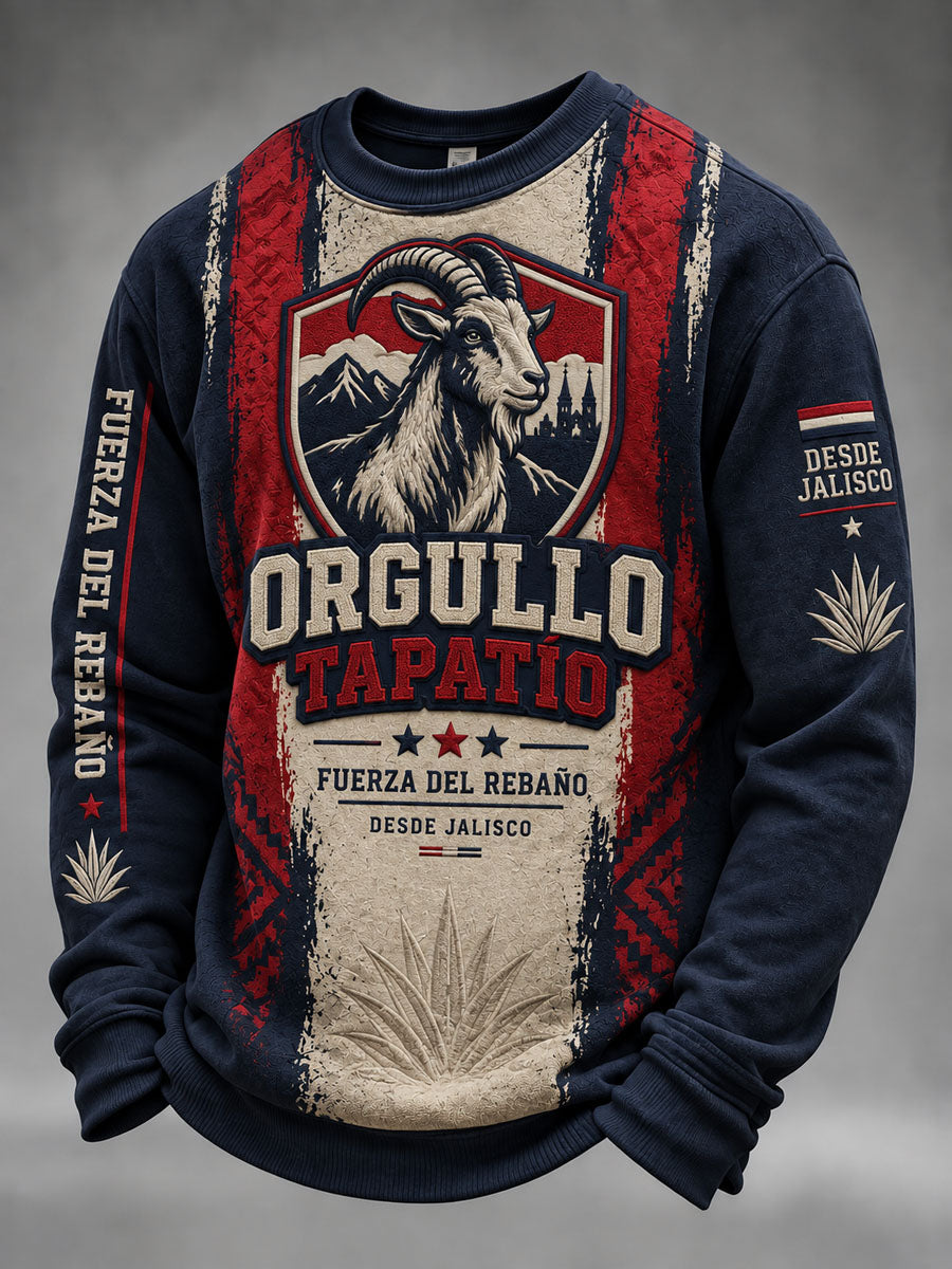 Sudadera casual de cuello redondo con estampado gráfico Guadalajara para hombre