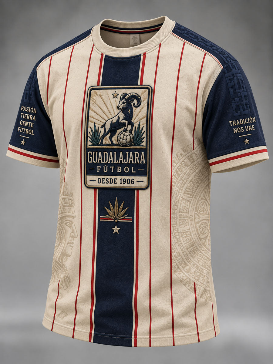 Camiseta Casual con Estampado de Fútbol Guadalajara para Hombre