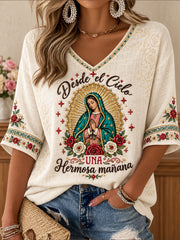 Camiseta impresa arte del amante de la fe del día de Nuestra Señora de Guadalupe para mujer