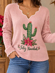 Camisetas estampadas para mujer con la frase "Feliz Navidad" en español