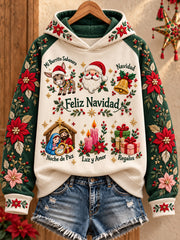 Sudadera con capucha estampada Feliz Navidad de México para mujer