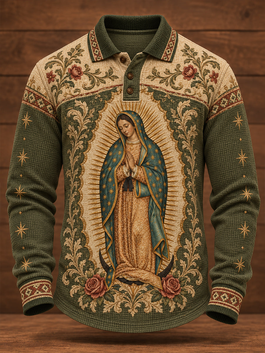 Camisetas casuales para hombre con estampado floral del Día de Nuestra Señora de Guadalupe, México