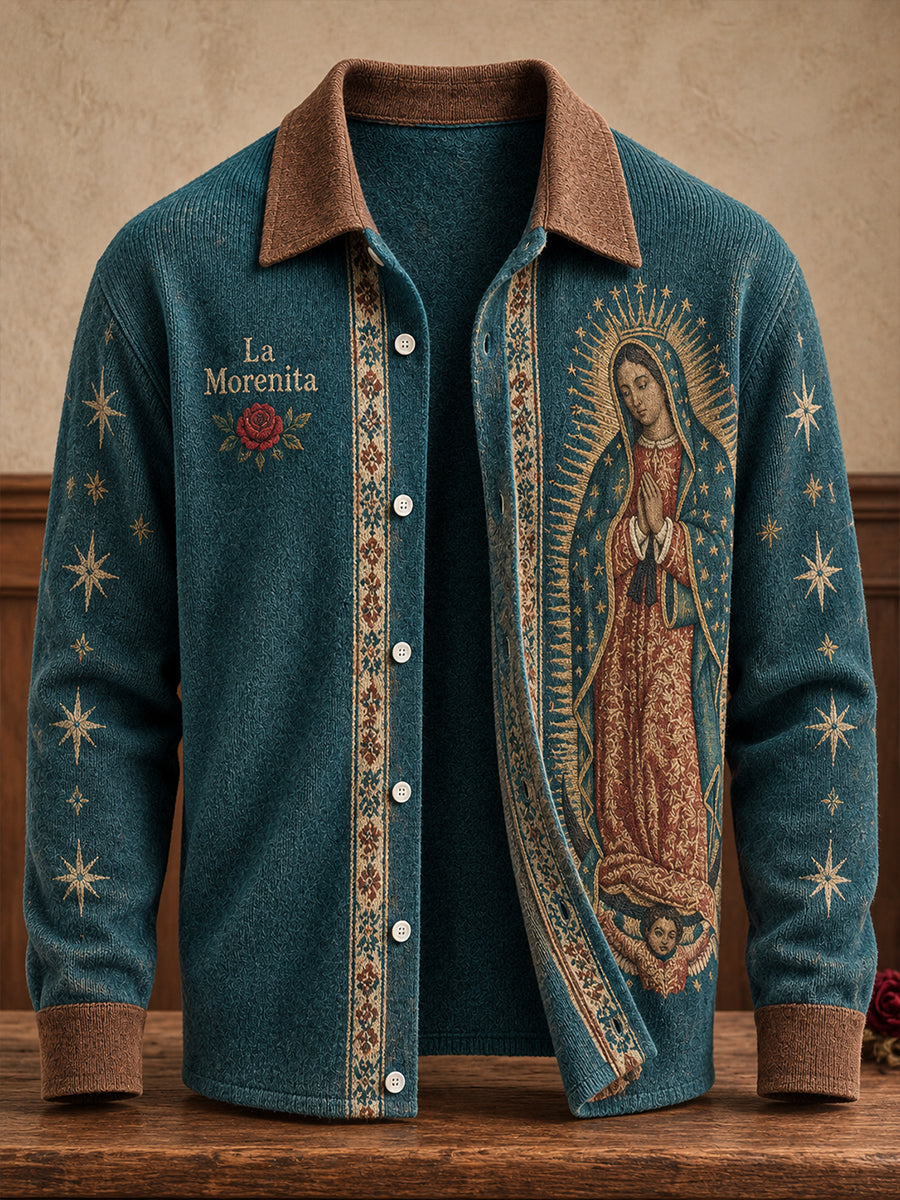 Cárdigan unisex con estampado floral del Día de Nuestra Señora de Guadalupe, México