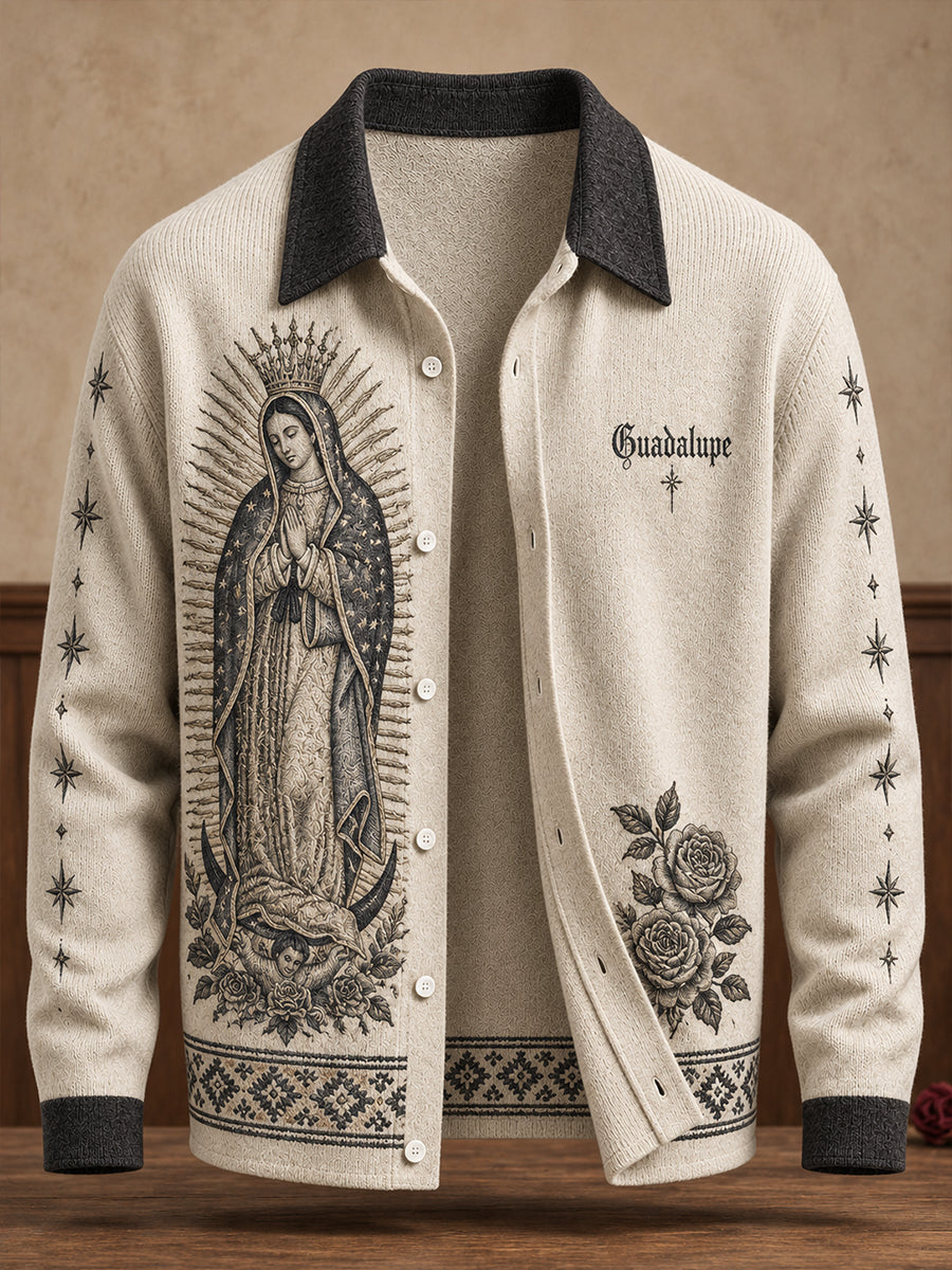 Cárdigan unisex con estampado floral del Día de Nuestra Señora de Guadalupe, México