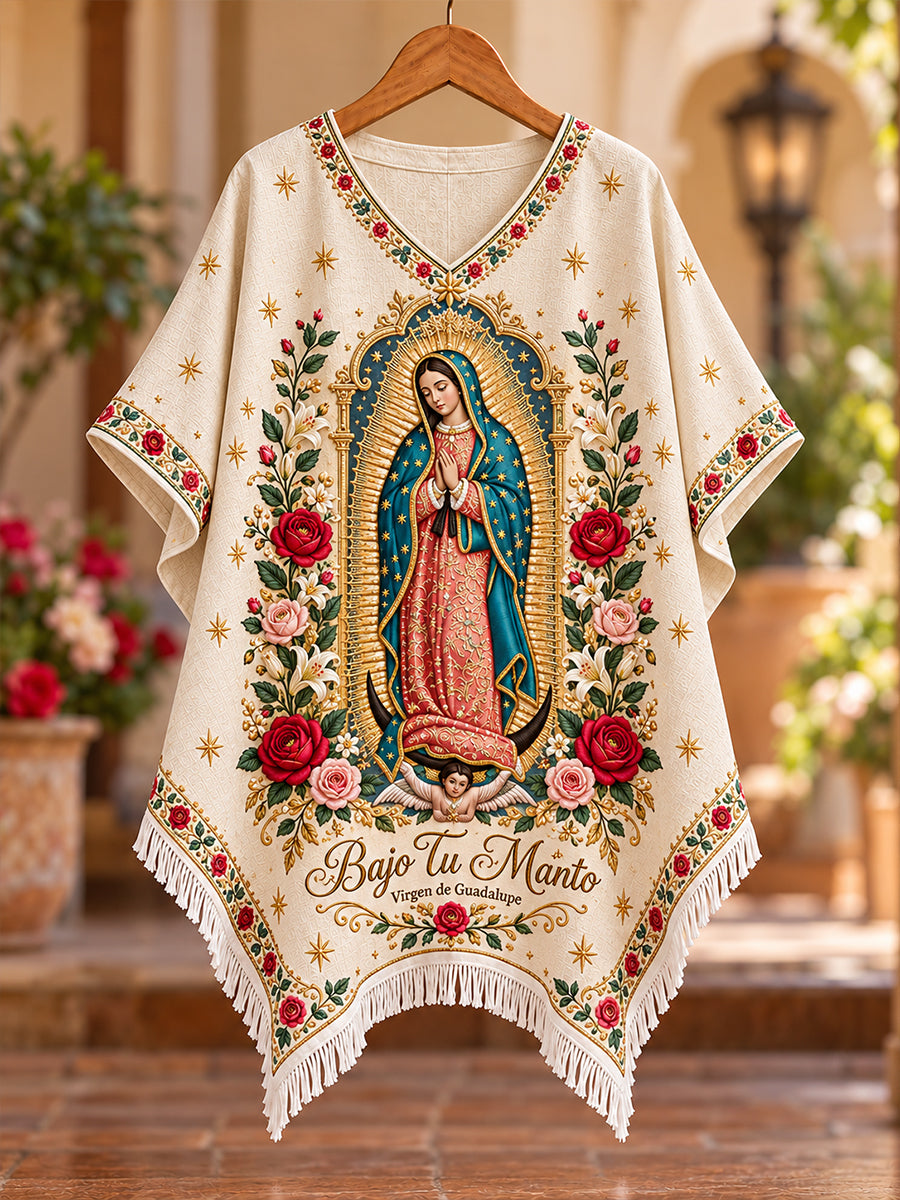 Top estilo chal de la Fiesta de Nuestra Señora de Guadalupe para mujer, México