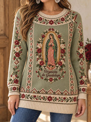 Camisetas estampadas con arte de la Virgen de Guadalupe de México para mujer