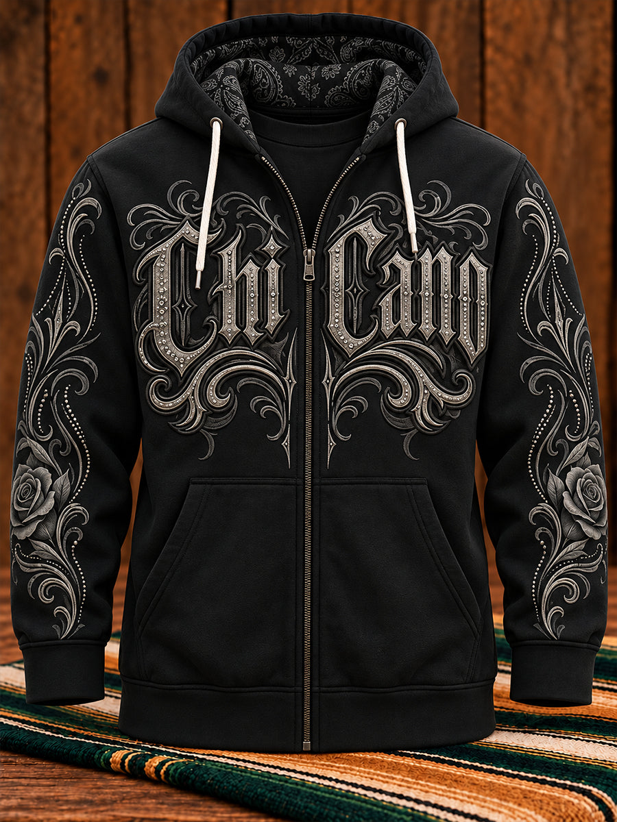 Abrigo estampado de arte chicano mexicano para hombre